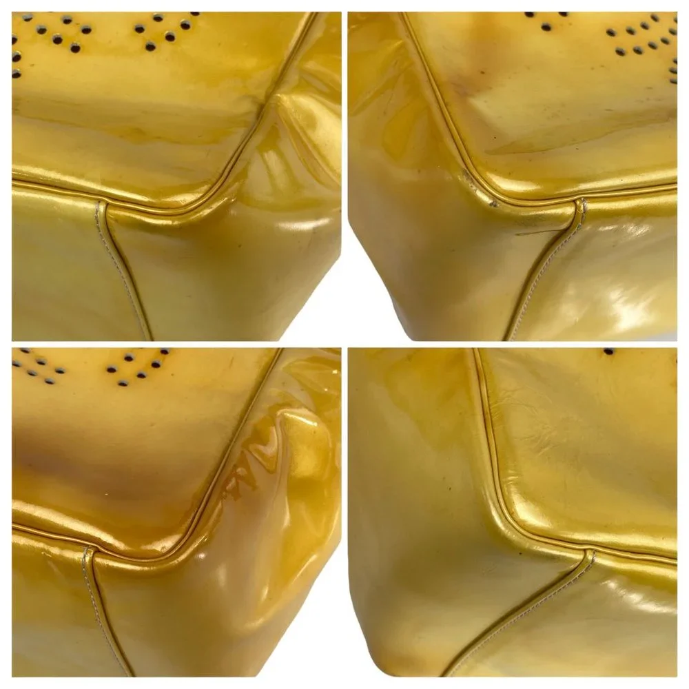 CHANEL  Enamel Yellow triple CC logo Tote bag w/ Pouch  & unbranded dust bag 🔥 - Picture 11 of 15